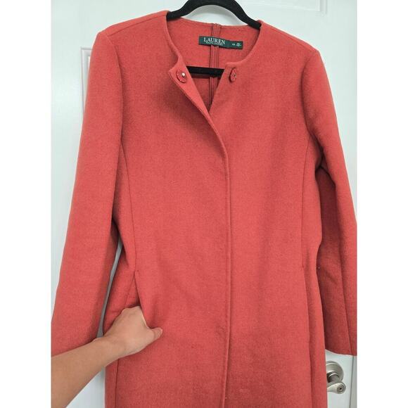 Lauren Ralph Lauren Belted Double-Face Wool Blend Coat Burnt Orange Size XS - Picture 6 of 11